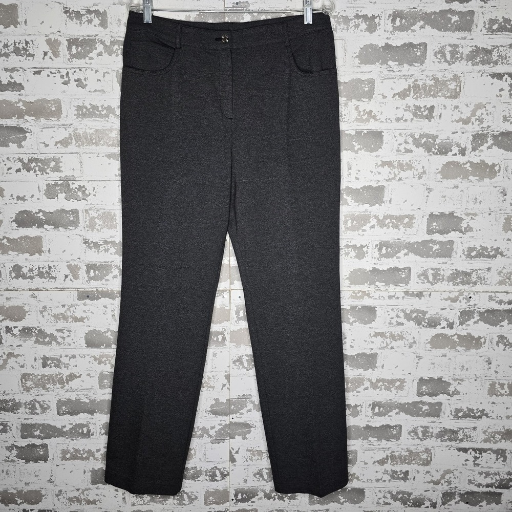 St John Pants Womens 10 Gray Stretch Straight Leg‎ Trousers Casual Dressy Career